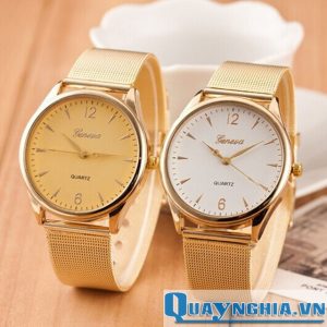 Đồng Hồ Nữ Geneva Dây Lưới Xi Vàng Cao Cấp