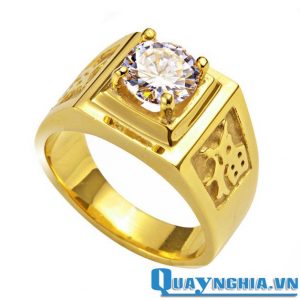 Nhẫn Nam Mặt đính đá trắng vàng 24k